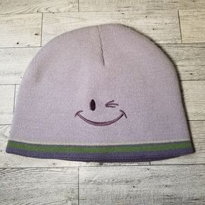 Joe Boxer One Size Fits Most Knit Cap Beanie Wink & Smiley Face Lavender